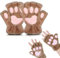 EQLEF Cat Paw Gloves, Plush Fingerless Gloves Mittens Cute Half Finger Gloves Warm Winter Gloves Cat Cosplay Gloves for Women Lady and Teenage girls (Brown, 21cm)