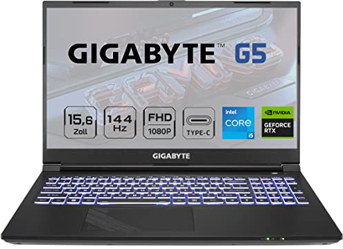 GIGABYTE G5 Gaming Laptop, Intel Core i5 12500H, GeForce RTX 3050, 15.6 Zoll 144Hz Display (G5 GE-51DE213SD)