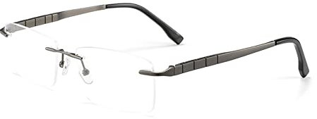 RICCIE Men's rimless pure titanium outdoor photochromic sunglasses, 1.56 progressive multifocal aspheric resin lens reader diopter +1.0 to +3.0,01,+2.0