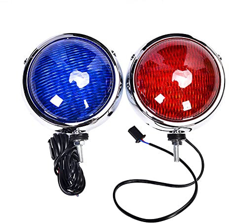 BATLAM 1 Set Lumière Rouge Bleue De Police Cruiser Lumière Stroboscopique Moto LED 12V pour Auto Moto