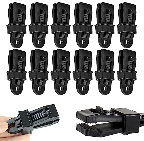 12 Stück Befestigungsclips für Zelt, Tarp Clips Wiederverwendbare, Planen-Clips, Heavy Duty Markise Clamp, Planenhalter Clips, Planenklammern Set, für Zelte, Markisen, Unterstände, Camping