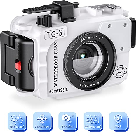 Seafrogs Custodia per fotocamera subacquea compatibile con Olympus Tough TG-6, 196FT/60 Metri Profondità Immersione IPX8 Fotocamera Subacquea Professionale (Bianco)