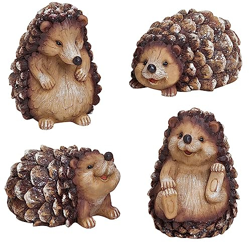 Deko-Igel Figuren 3er Set aus wetterfestem Polyresin - Niedliche Gartenfiguren für draußen & innen - Dekoigel witterungsbeständige Herbstdeko für Garten, Terrasse, Balkon & Wohnbereich