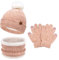 Kinder Winter Warm Beanie Mütze Loop Schal und Touchscreen Handschuhe Set, Pompom Wintermütze Strickmütze Winterhandschuhe Schlauchschal mit Fleece Gefütterte für 5–8 Jahre Mädchen Jungen, Rosa