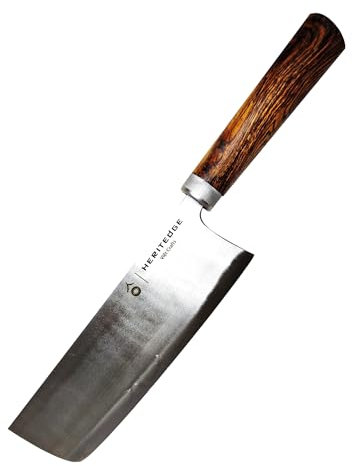 HERITEDGE RUA S Profi Kochmesser Edelstahl, 17cm Klingenlänge, Handgefertigt in Vietnam, Tamarindenholz-Griff, scharfes Kochmesser Chef Knife Messer Küchenmesser Chefmesser asiatisches Gemüsemesser