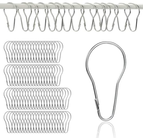Lyellfe 200 Pieces Shower Curtain Hooks, Rust-Proof Metal Bathroom Curtain Rings for Bathroom Shower Rods Curtains