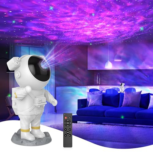 disoidoe Proyector de astronauta, proyector de cielo estrellado LED, luz nocturna con mando a distancia y temporizador, proyector de luz de estrellas para niños y adultos