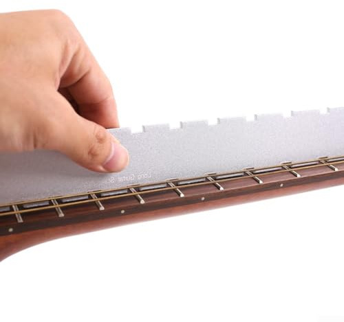 Gitarrenhals-Messlineal, Gitarrenhals, gekerbt, gerade Kante, Gitarrenbauer-Werkzeug, Griffbrett-Messlineal (silberfarben)