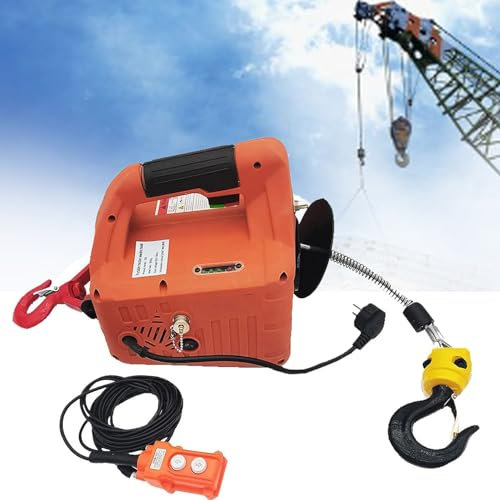 ZUMAHA GrúA Elevadora con Polipasto EléCtrico De 200 Kg/300 Kg/500 Kg, Cabrestante EléCtrico PortáTil De 1100 LB, GrúA con Cabrestante EléCtrico De 1500 W, Altura De ElevacióN De 25 Pies,Orange-200kg