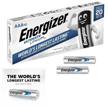 Energizer Ultimate Lithium AAA Batteries – Pack of 10 | 1.5V Long-Lasting Batteries for Blink Security Camera, Doorbell, Alarm System & High-Drain Devices | Leak-Resistant & Lightweight Power