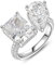 Jeulia Toi et Moi 925 Silber Ring Für Damen Mädchen 14ct Verlobungsring Ewigkeitsringe Strahlender und birnenförmiger Schliff Zirkonia Kristall Eheringe für Geburtstag Valentinstag (Silber, 51(16.1))
