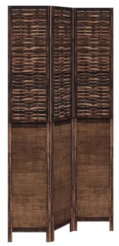 vidaXL Raumteiler 3-TLG., Paravent mit Faltdesign,Trennwand für Wohnzimmer Schlafzimmer Büro, Sichtschutz, Dunkelbraun Massivholz Paulownia