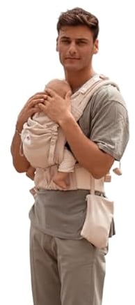 KOKADI Flip X Just Cream (Unisize) - Die perfekte Kombi aus dem Komfort eines Fullbuckles und dem Tragen überkreuzt - Ab Geburt - 15 kg, handgefertigt aus 100% Bio-Baumwolle - Beige