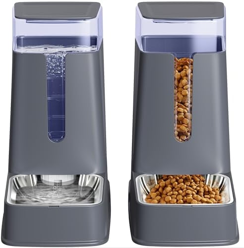 Lot de 2 distributeurs automatiques de Nourriture pour Chat et d'eau pour Chat - Distributeur Automatique de Nourriture pour Chien et Chien - 3,5 l - pour Chiens de Petite, Moyenne et Grande Taille -