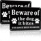 SINMAO Beware Of The Dogs It Bites Sign Outdoor Gate Metal Aluminum 20x15cm Reflective Waterproof Rustproof UV Protective Black x2