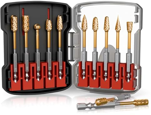 CATITO 10Pcs Carbide Burr Set with 1/4 Quick-Change Shank