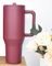 ThreeRs Hydro Vacuum Insulated Stainless Steel Travel Mug, Tumbler with Handle Straw, 1.13L, with Handle, Flip Straw, Leak-Proof Lid, Rubber Base, Keeps Drinks Hot or Cold for 24 Hours (Cranberry)