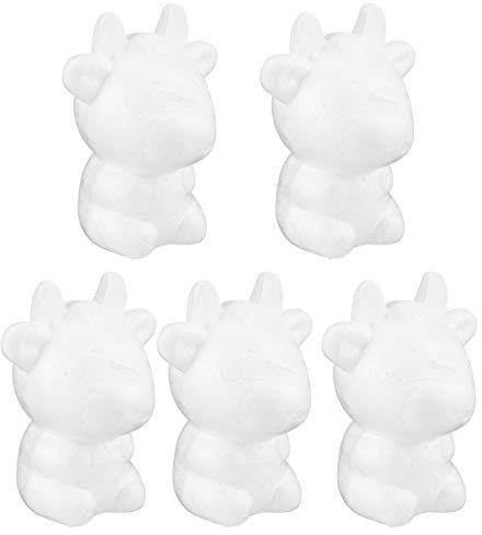 ULDIGI 5stücke DIY-Ornament Unfertige Kuh Junge Mädchen Bastelanhänger Geschenk Handwerk Requisiten Bemalen Dekoration Kreativ