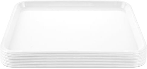 LDXDRU 6 vassoi bianchi, in plastica, 33 x 25 cm, piatti da portata rettangolari, per feste, in plastica senza BPA, per verdure, frutta, dessert buffet