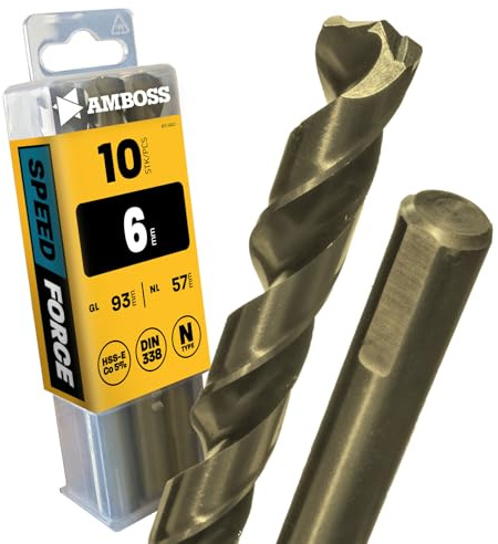 10x Spiralbohrer Speed Force Ø6.0 mm - HSS-E DIN 338 für Stahl, Baustahl, Alu, Buntmetalle AMBOSS WERKZEUGE® Bohrer Bleche, Profile - Sechskant f. Bohrmaschine, Akkubohrer, Standbohrmaschine