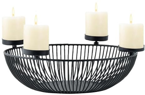 Marrakesch Moderner Adventskranz aus Metall 33cm rund | Kerzenständer Semont schwarz für 4 Kerzen als Weihnachtsdeko innen | Schwarze Deko Kerzenhalter Teelichthalter ideal Aesthetic Herbstdeko