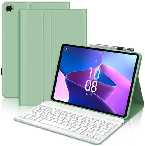 Teclado para Lenovo M10 Plus (3rd Gen) 10,61 Pulgadas TB-125FU/ TB-128FU/ TB-128XU, Teclado Español Ñ Inalámbrico Magnético Desmontable con Funda Slim para Lenovo Tab M10 Plus 3rd Gen, Hierba verde