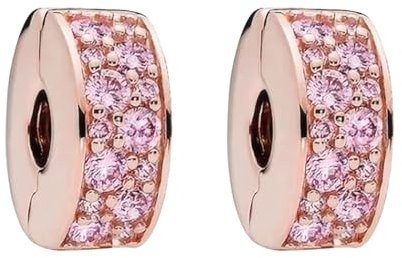 Annmors 925 Sterling Silber Bead Charms Europäische Armbänder und Halskette Light Pink Clip Stopper Perlen mit Zirkonia,Weihnachten,Valentinstag,Muttertag,Geschenkanhänger für Frauen und Mädchen
