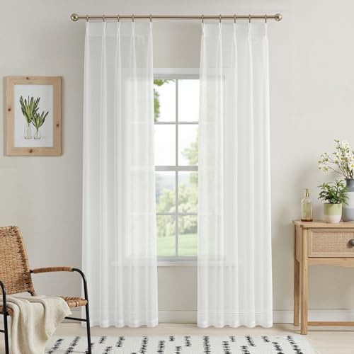 MIULEE Scheibengardinen Bistrogardine Quetschfalten Weiß 60x90 cm