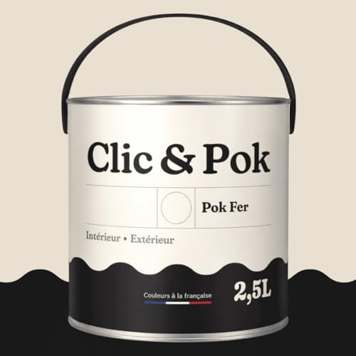 POK Peinture Fer Antirouille – Métal Extérieur Intérieur, Satinée, Protection Rouille - 2,5L - RAL 9001 Blanc crème