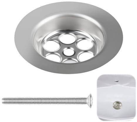 70mm Kitchen Sink Waste Basket Replacement Old Style Poly Plug Strainer with Screw Fits Standard Basin Drains Leak-Proof Bath Sink Drain Cover