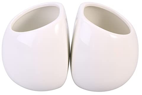 KONTONTY 2pièces Pots De Fleurs Suspendus Céramique Blanche Jardinières Murales pour Plantes Succulentes Pots Décoratifs sans Trou Idéals pour Fenêtre Plafond Et Table