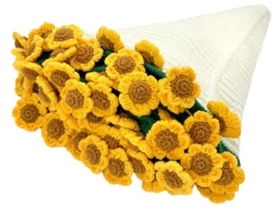 Boppetta di bouquet di fiori - coperta divano fatta a mano, fascia all'uncinetto floreale | Copertina per lancio di girasole, accogliente copertura per bouquet in maglia per il di decorazione de