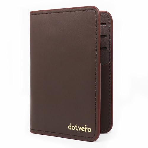 DOTVERO Capri Premium Men’s Wallets Slim – Handmade Real Leather Wallet – RFID Blocking Card Holder with 11 Slots – Minimalist Wallets for Men with Wooden Gift Box (Espresso Brown)