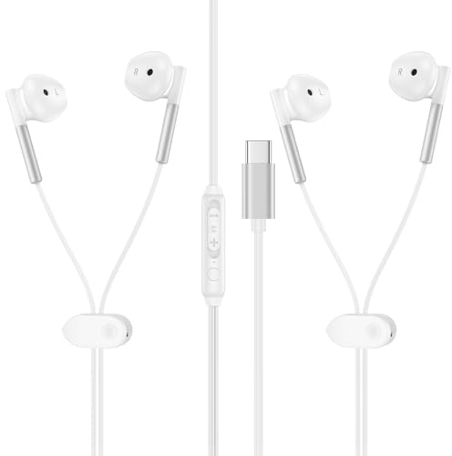 Earbuds Wired USB C Headphones for iPhone 16 15 Pro Max 16e 16 15 Plus/Pro Google Pixel 10 Pro XL/Pro/Fold 9a 9, 2Pack Type C Ear Buds Headphones Wired USBC Earphones with Microphone Pixel Buds