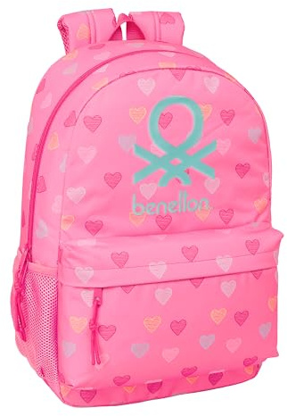 safta Benetton Heart Schulrucksack für Kinder, ideal für Kinder verschiedener Altersgruppen, bequem und vielseitig, Qualität und Widerstandsfähigkeit, 30 x 14 x 46 cm