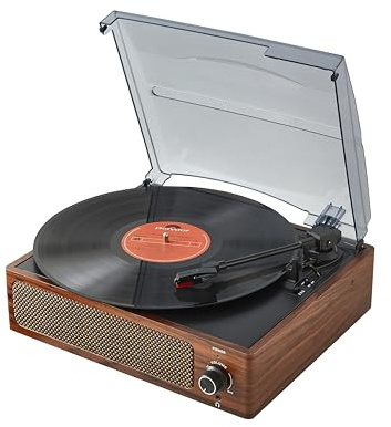 Auspicium Turntables Belt-Drive Record Player with Turntable Built-in Speakers for Vinyl Records,Vintage Record Player Support 33&45 RPM with Advanced Magnetic Cartridge for Christmas or Birthday Gift