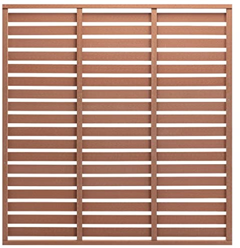 QJBSAVVA WPC Zaunpaneel 180x180 cm Braun - Horizontale Zaunplatte Sichtschutzzaun Gartenzaun aus Holz-Kunststoff-Verbundwerkstoff für Garten Terrasse Windschutz - Robustes Latten-Design