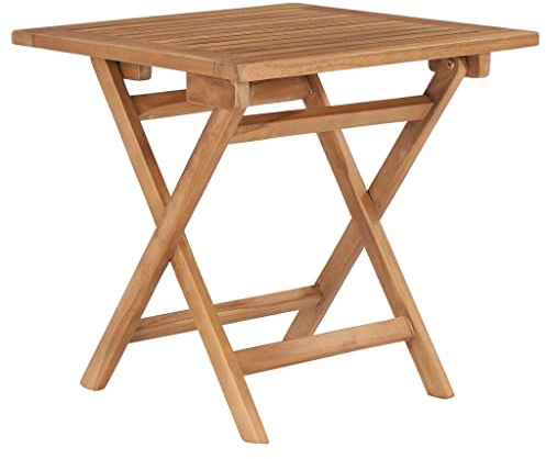 MinoLiving Klappbarer Gartentisch 45x45x45 cm aus massivem Teakholz, witterungsbeständiger Esstisch für Terrasse Balkon Garten Patio Veranda, für Camping, Picknick und Outdoor-Essen