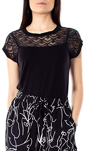 ONLY Women's onlNICOLE S/S Mix TOP NOOS T-Shirt, Black (Black), Large