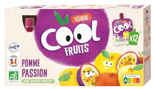 Vitabio Cool - Gourdes Fruits Pomme Passion 12x90 g - Compote - BIO