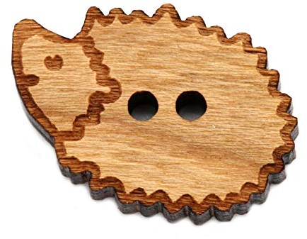 NaturSchatulle Holzknöpfe Motiv Igel | 5 Stück Kirsche 2 Loch Knöpfe Holz DIY Basteln Nähen Schmuckherstellung Annähen Kinderknöpfe