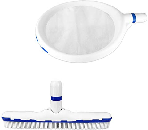 well2wellness® Pool Reinigungsset 'Grande' 2- teiliges Set zur professionellen Poolreinigung mit Laubkescher und Beckenbürste