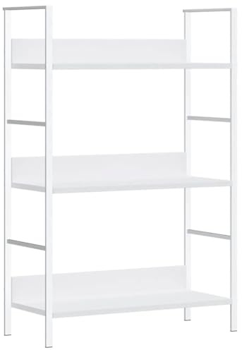 vidaXL Bücherregal 3 Regalböden Standregal Metallregal Küchenregal Schuhregal Bücherschrank Regal Weiß 60×27,6×90,5 cm Holzwerkstoff