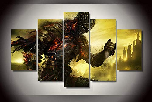 Leinwanddrucke 5 Stück Kunstdruck Wandbild 150×80Cm Fallout Dark Souls Malerei Mehrteilig Aufhängen Bilder Für Wohnzimmer Wohnkultur,Hd Gedruckt Rahmen Segeltuch Malerei