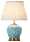 Fine Asianliving Chinesische Tischlampe Weiss Blüten Bronzebasis D36xH54cm mit Lampenschirm E27 China Orientalische Tischleuchte Keramik Nachttischlampen Asia