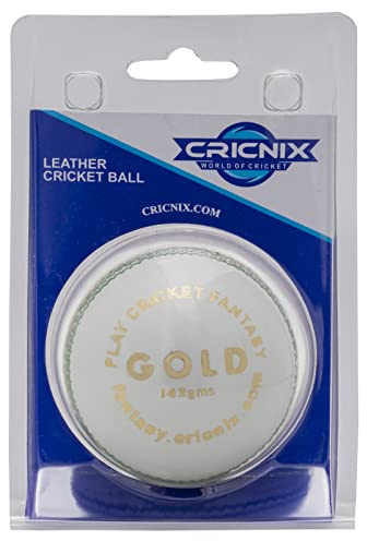 Cricnix Cricketball Gold Weiß Leder (1er-Pack/3er-Pack/6er-Pack) 142 ml zum Üben oder Trainieren (1 Pack)