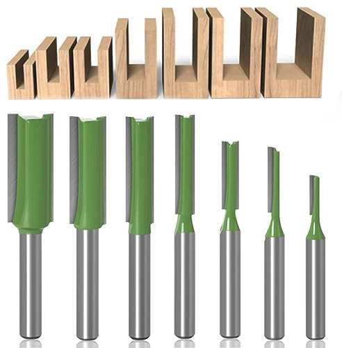 7 Piezas 6 mm Brocas Recta para Fresadora, Fresas de Carburo de Tungsteno con Vástago de 6 mm, Madera Edición Cutter Set, 7 Diferentes Tamaños, para Trabajar la Madera (Verde)