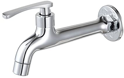 Chrome Robinet en Laiton pour Lessive - Montage Mural Salle De Bains, Lave-Linge, Extérieur Jardin - Tuyau Simple Froid