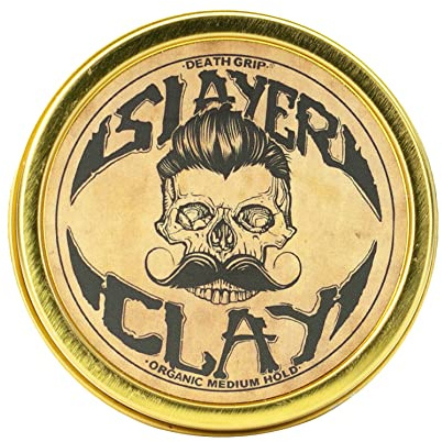 Hair Clay For Men - Slayer Clay Organic Medium Hold 2 Ounce Tin - Like Pomade Cream Or Gel - Shine Free & Non Greasy - Anti Dandruff & Easy To Use Mens Hair Product With Bentonite By Death Grip