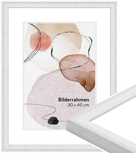 WANDStyle Bilderrahmen Weiß DIN A5 15x21 cm aus Holz im Stil Modern mit Aufsteller und Aufhänger, Fotorahmen Made in Germany - H320
